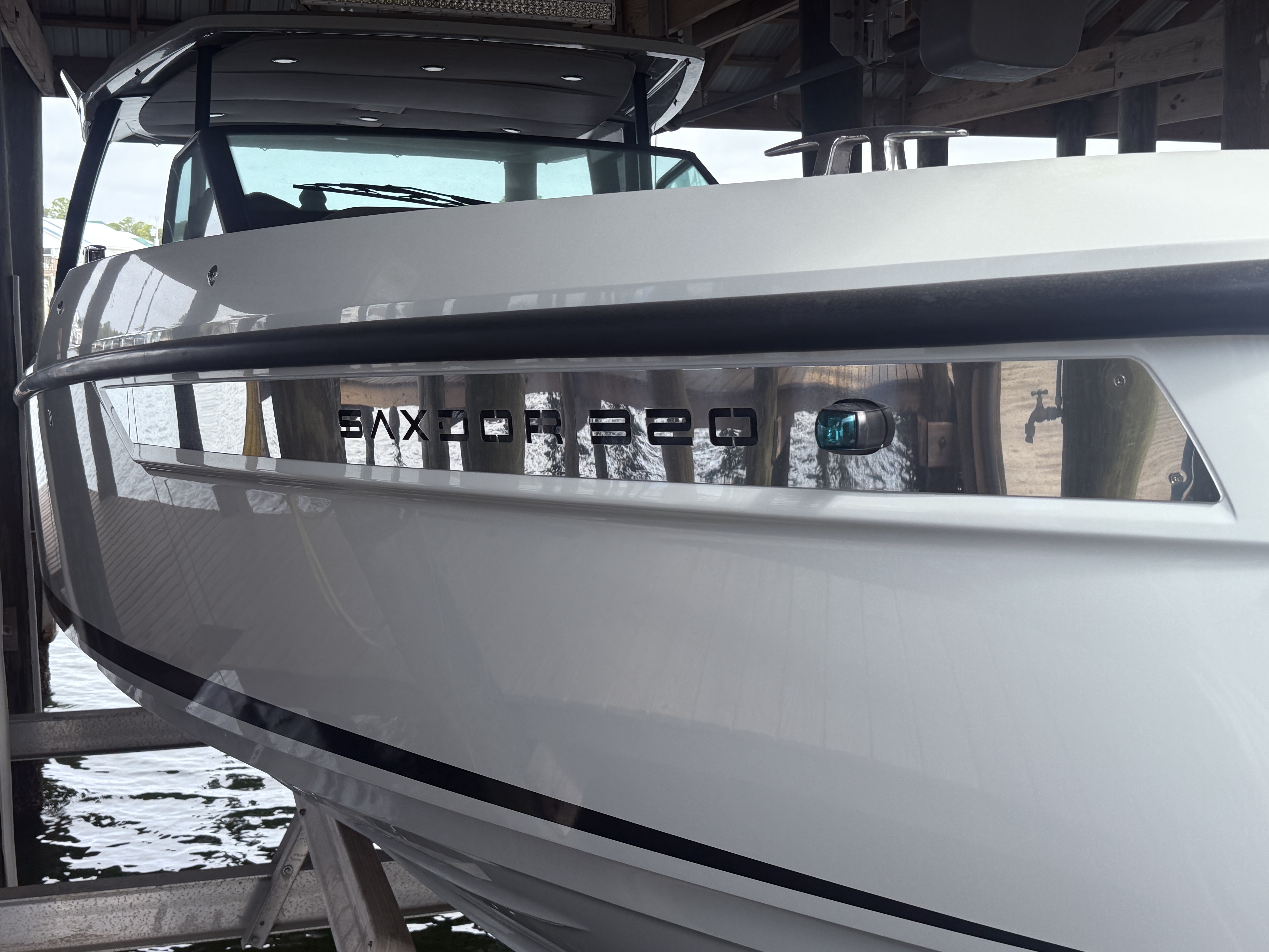 Saxdor 320 Boat in Orange Beach Alabama Covered Boat Slip